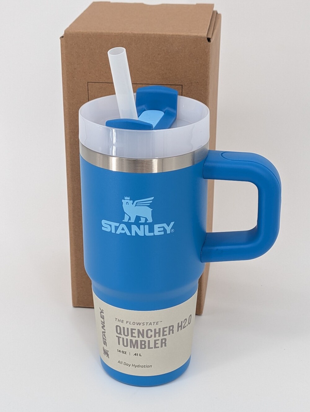 New STANLEY Quencher H2.0 Tumbler bottle cup with straw lunch 14oz azure blue - Picture 6 of 10